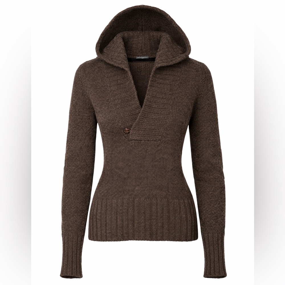 Banana Republic Women Brown Angora Wool Blend Shawl Collar Sweater M